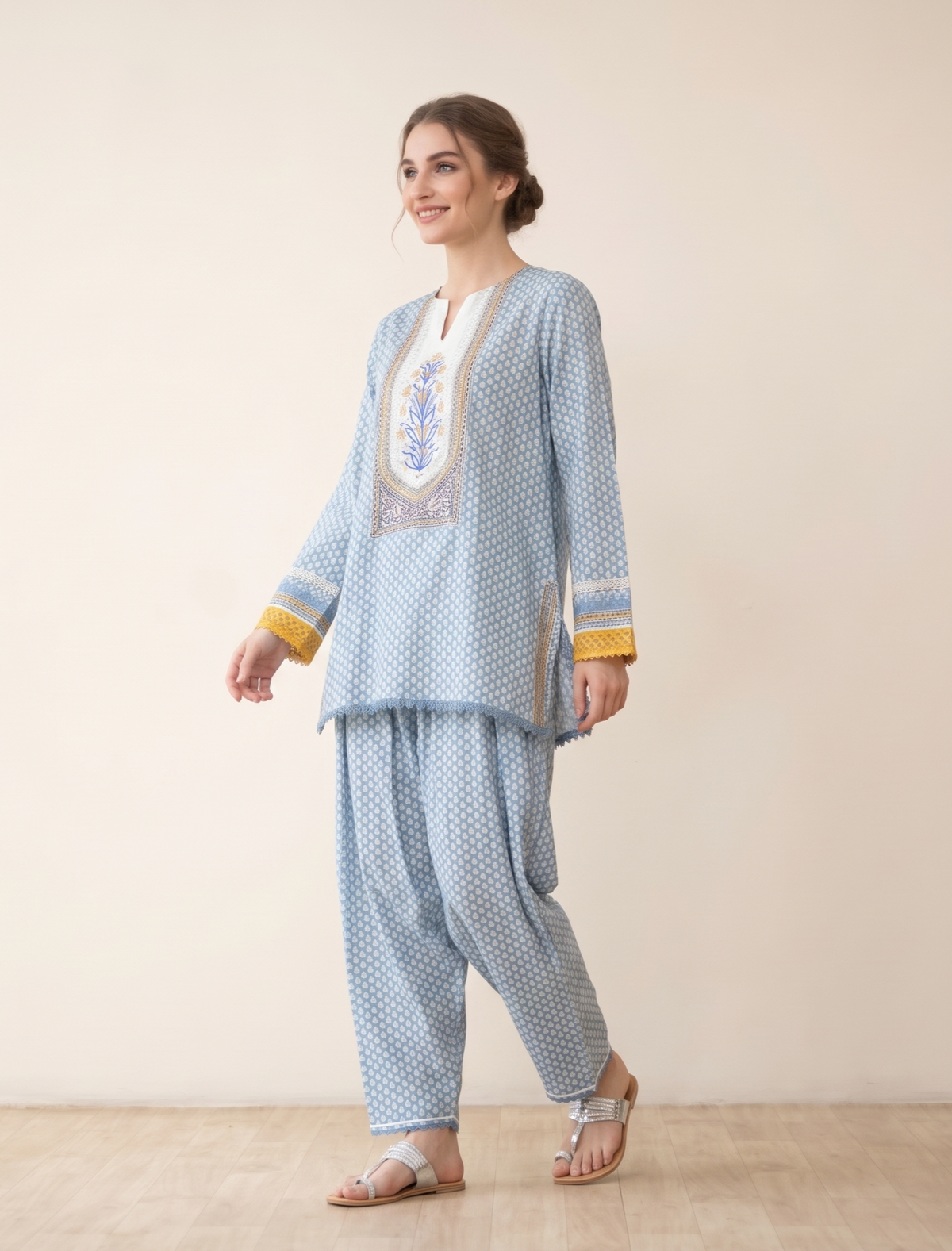 blue eli sky farsi top n bottom set