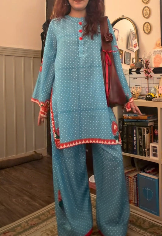 Blue heart sleve with farsi bottom set
