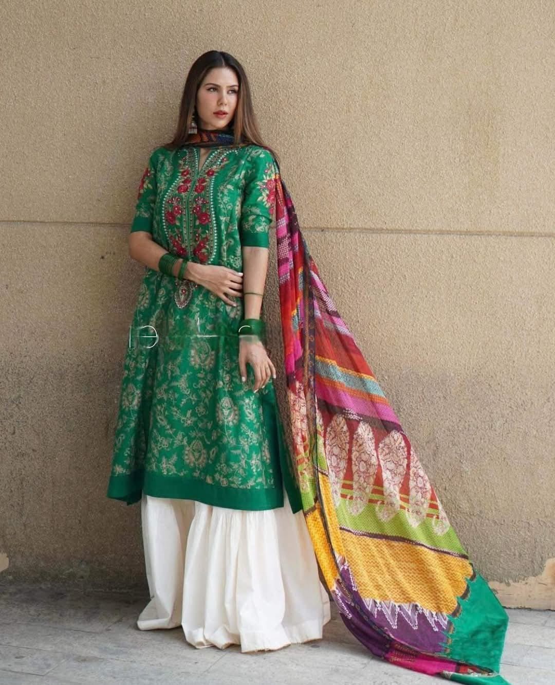 GREEN SONAM BAJWA SET ANR 3pcs set