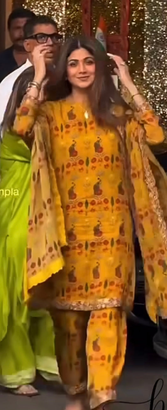 Anr shilppa yellow 3pcs set