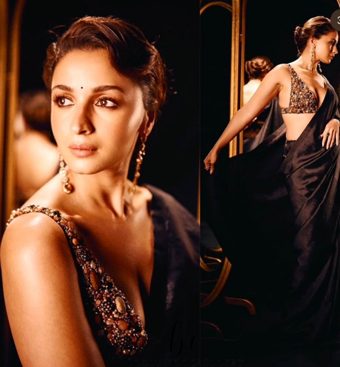 DA SAREE (BLACK) satin anr
