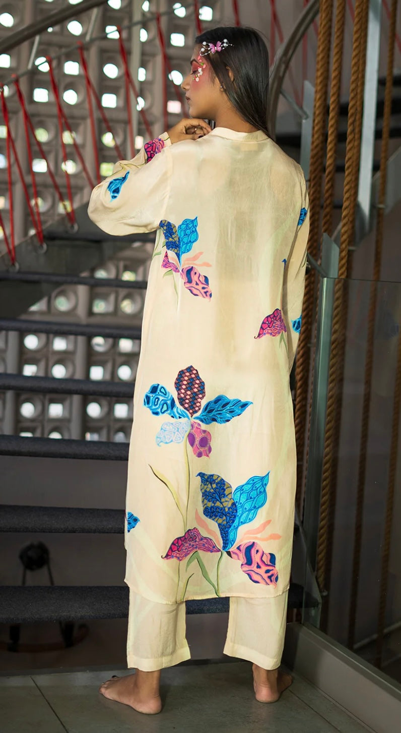 (bell) blue muslin TOP WITH BOTTOM SET