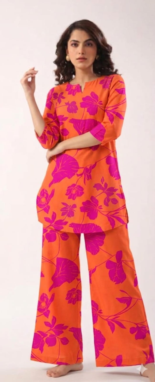 Zisha orange top n bottom set yee