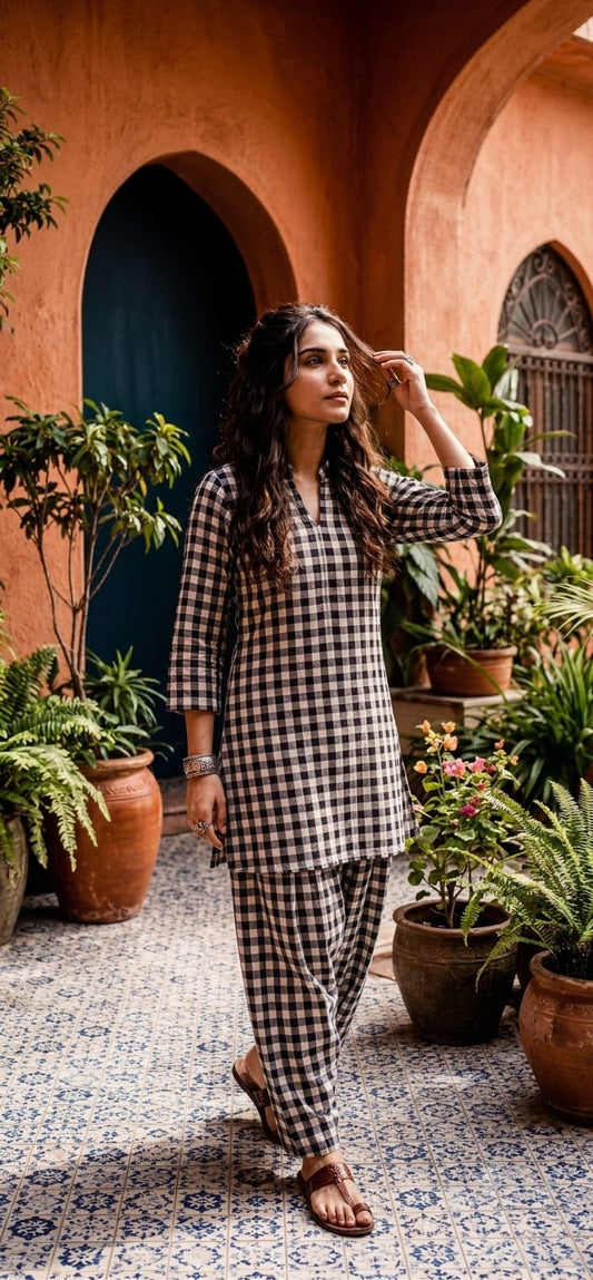 Check Black farshi co-ord top n bottom set