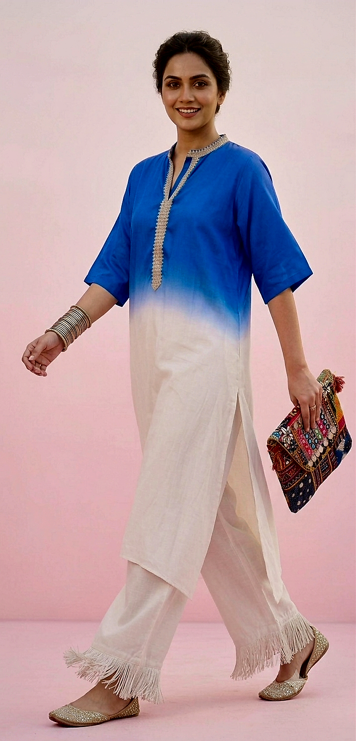 Blue hand dyied top n bottom set