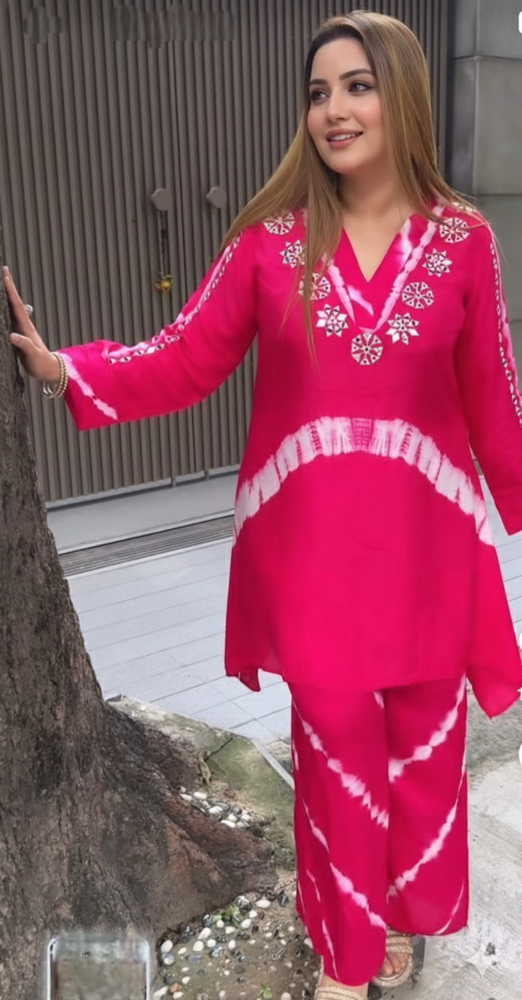 A+ tye PINK dye top n bottom set