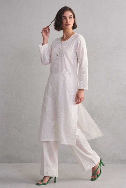 White love kurti n plazzo set