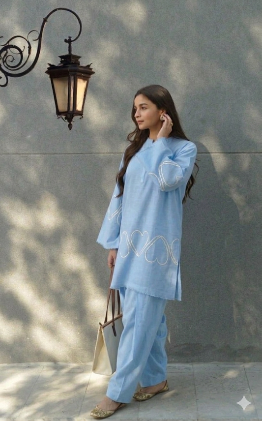 Ishara blue heart co ord set