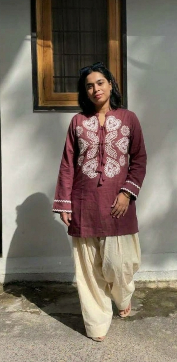 Red velvet top n farsi bottom co-ord set