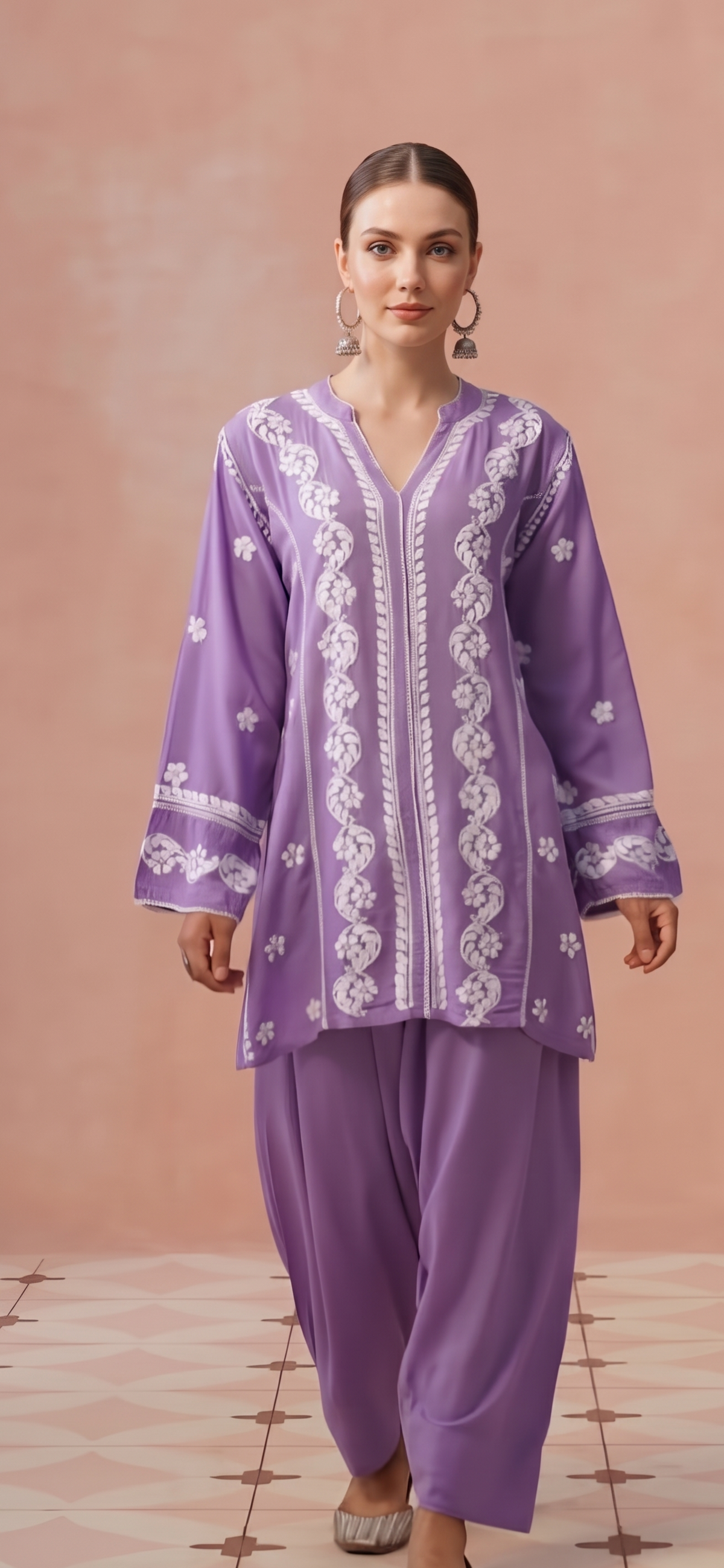 lilac rubber cotton farsi top n bottom set