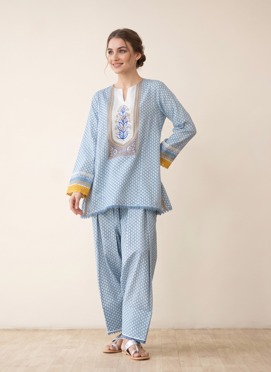 blue eli sky farsi top n bottom set