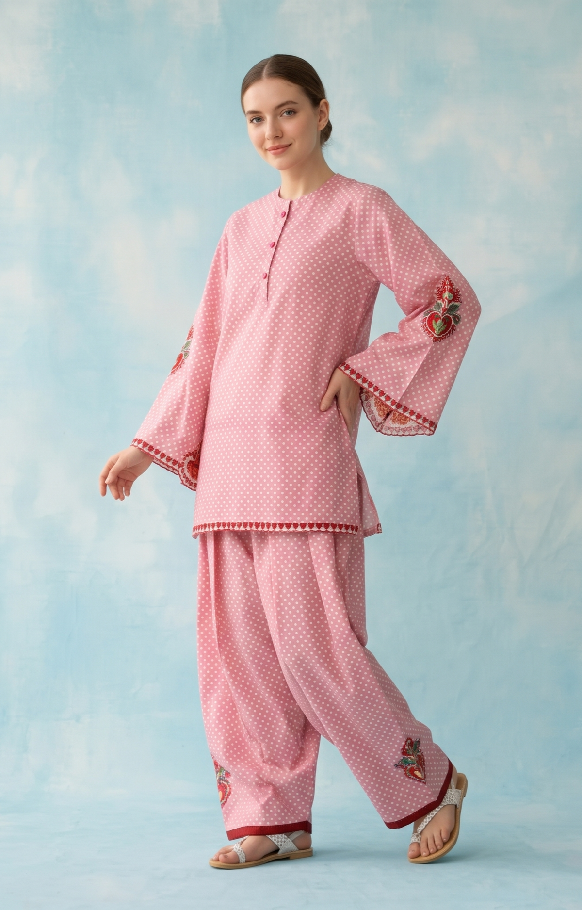 pink heart sleve with farsi bottom set