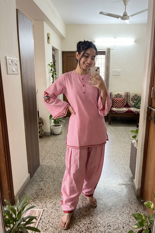 pink heart sleve with farsi bottom set
