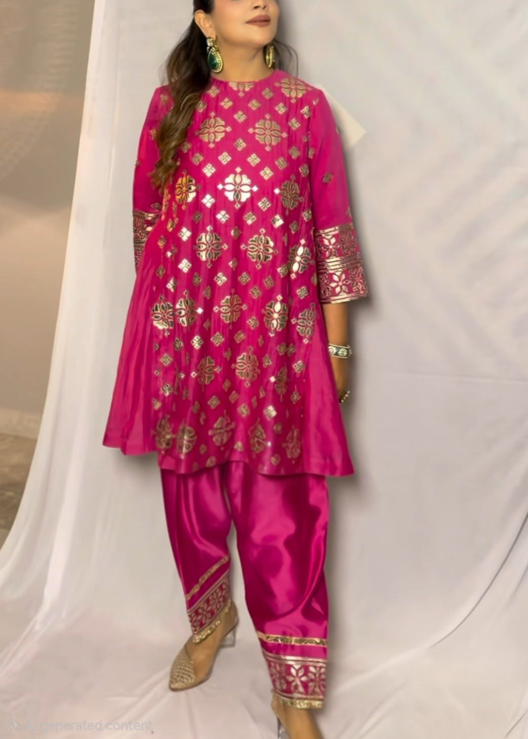 Pink golden farsi bottom set