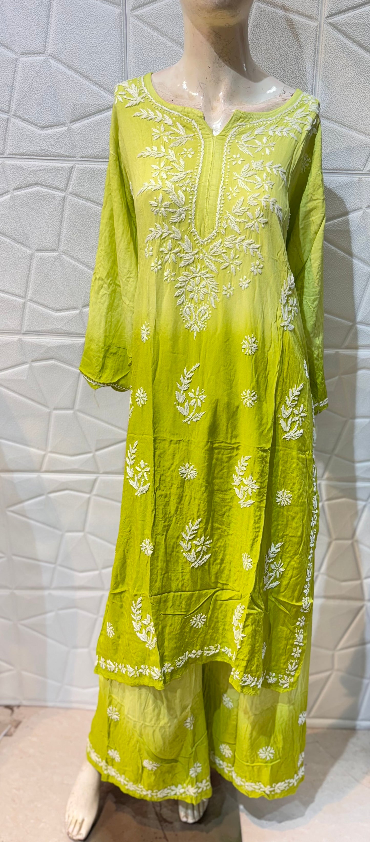 (Ch) Chikan kari kurti plazo set 2