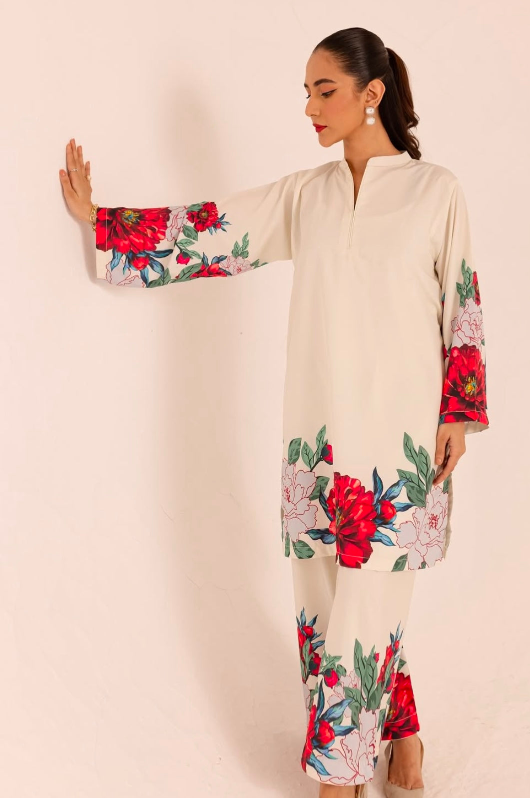 (AAISHA rose) MUSLIN  rose CO ORD SET pini