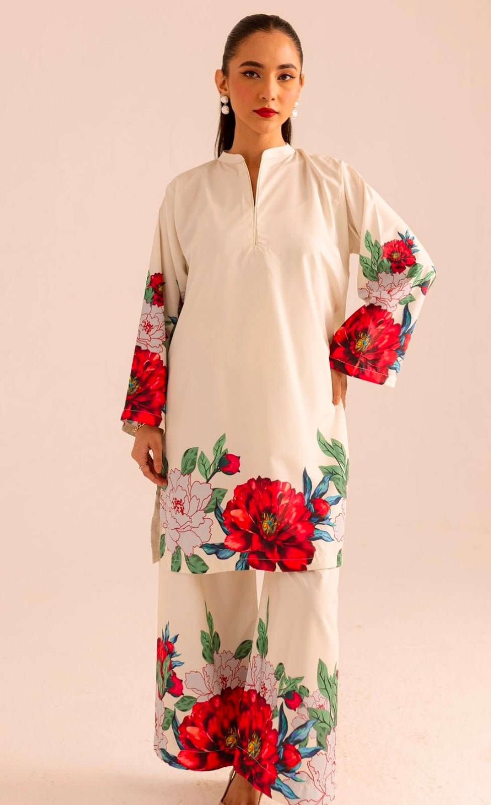 (AAISHA rose) MUSLIN  rose CO ORD SET pini