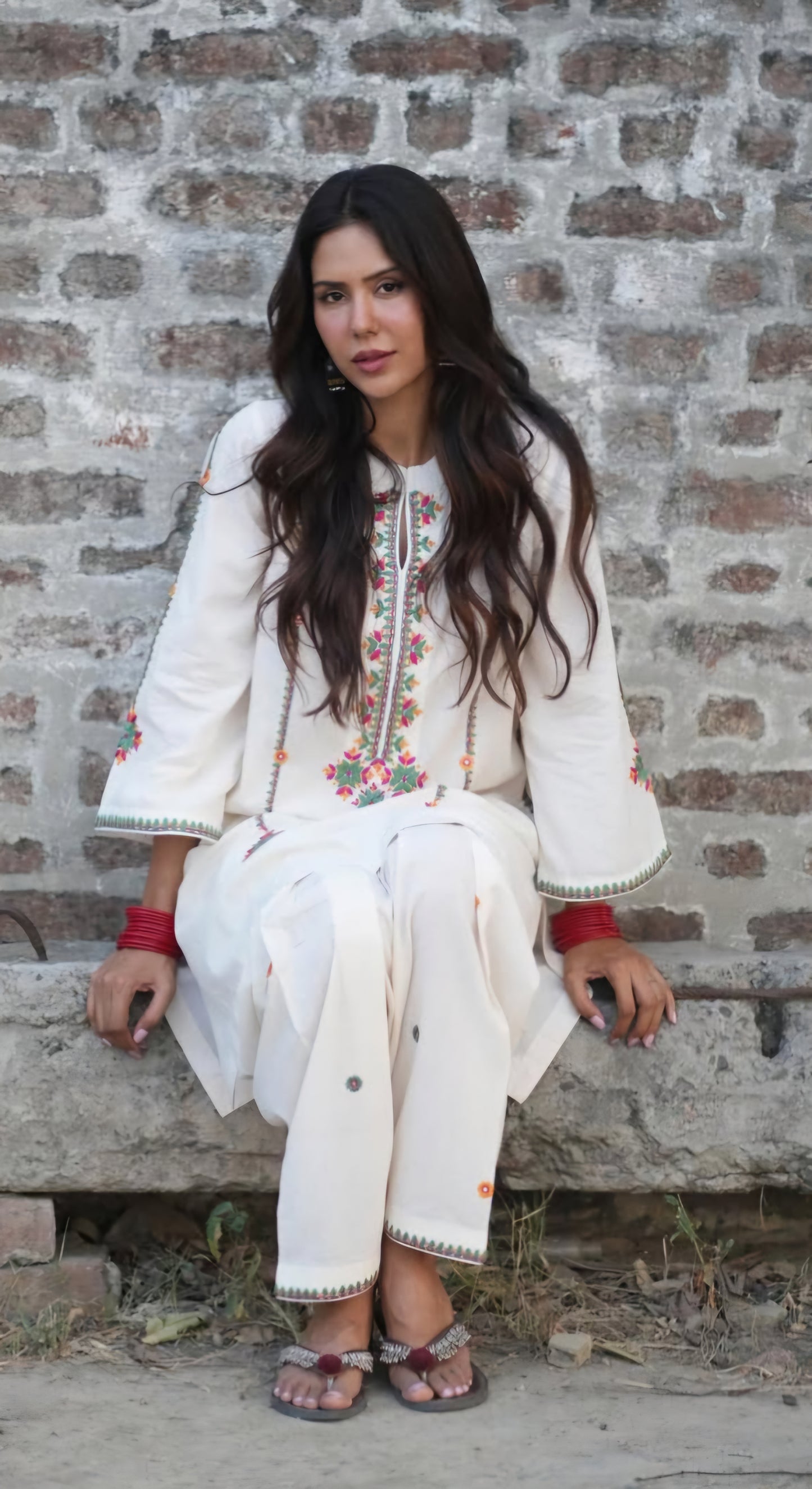 sonam white top n bottom set