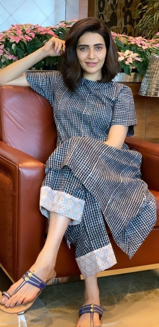 Karishma b/w check kurti n plazzo set