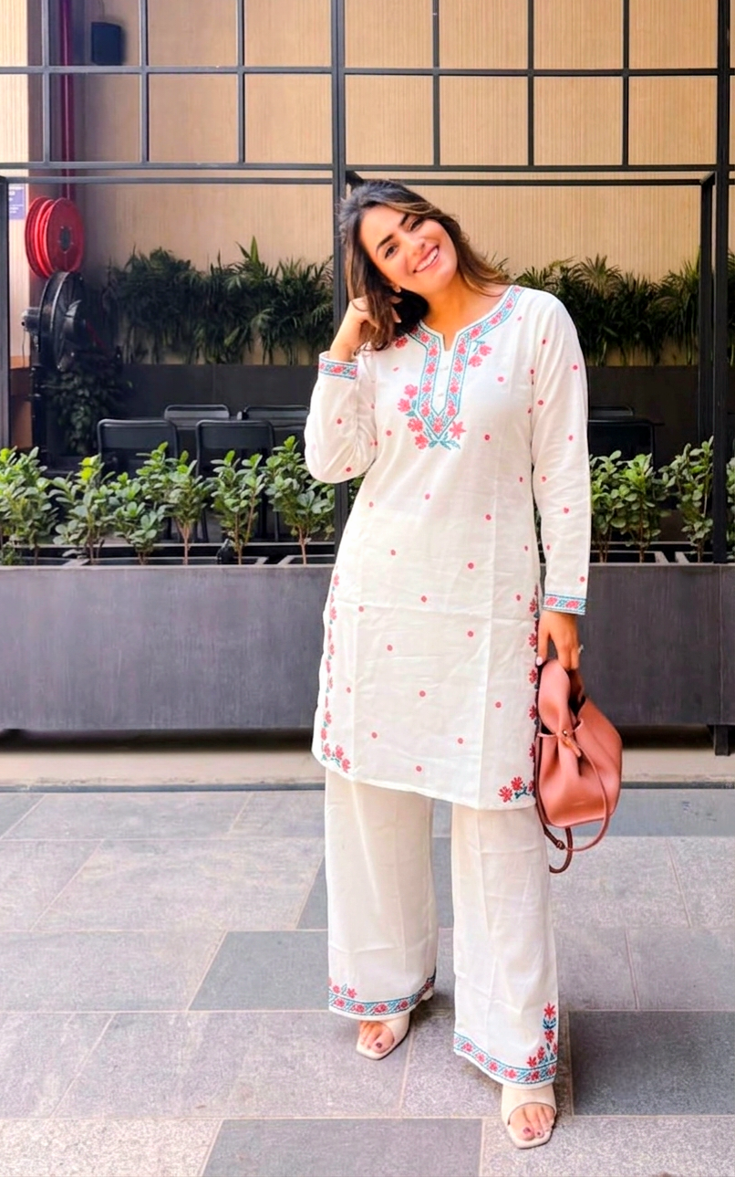 White bow co ord set