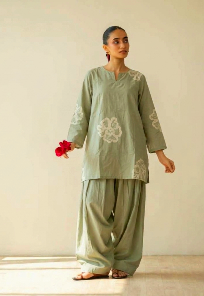 Olive martini top n farsi bottom co-ord set