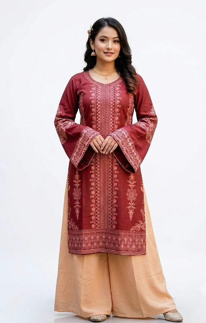 Bumble bell sleeve and plazo set