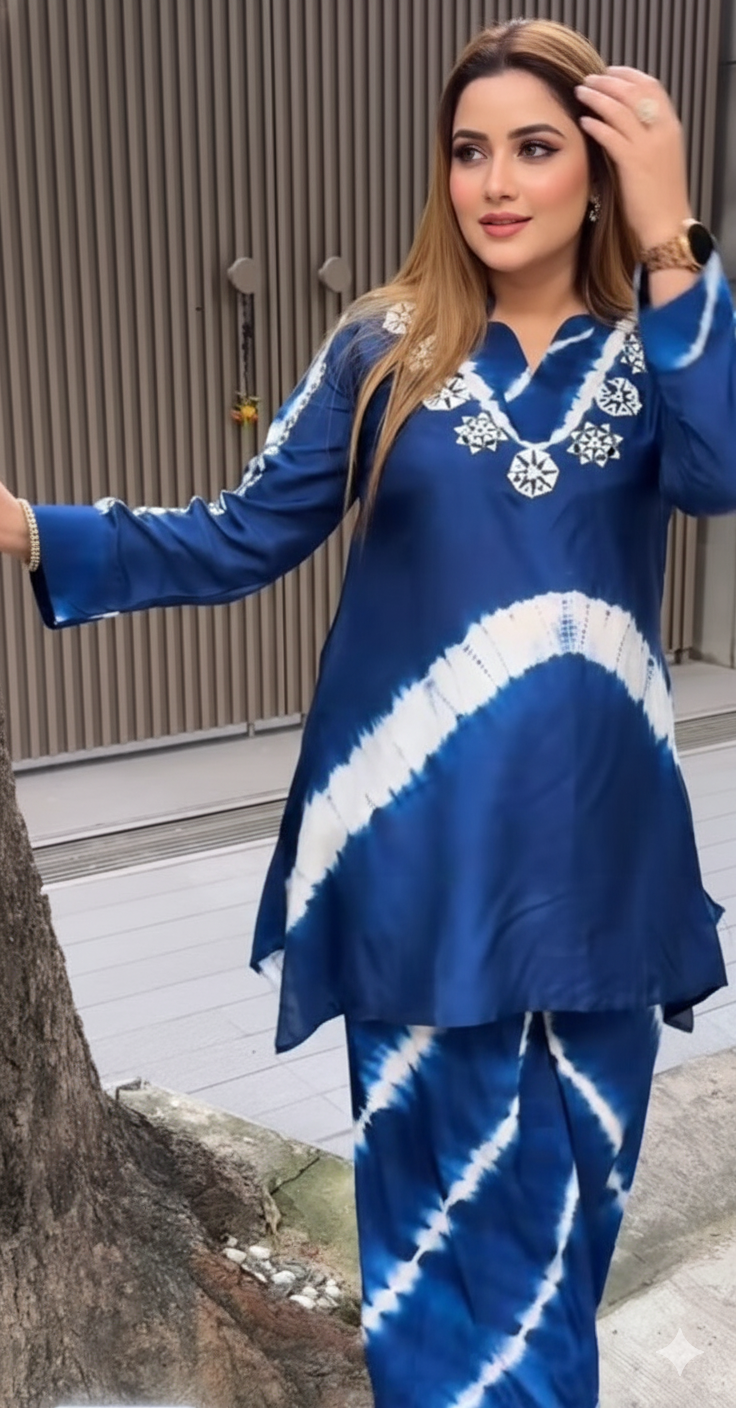 A+ tye blue dye top n bottom set