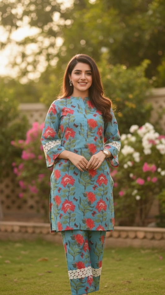 Blue aaira top n bottopm set bom