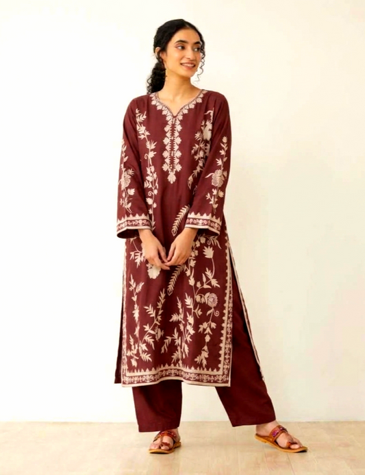 Marron relax fit top n bottom set