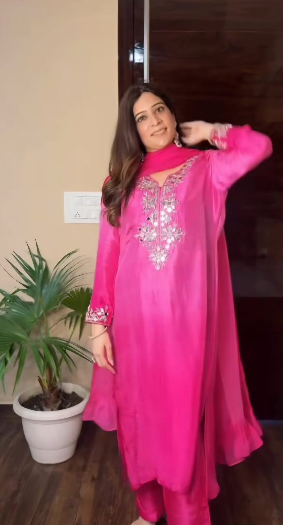 Hand work pure 3pcs top n bottom set