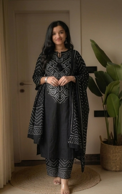(B2 pure) black cotton  3pcs set yee