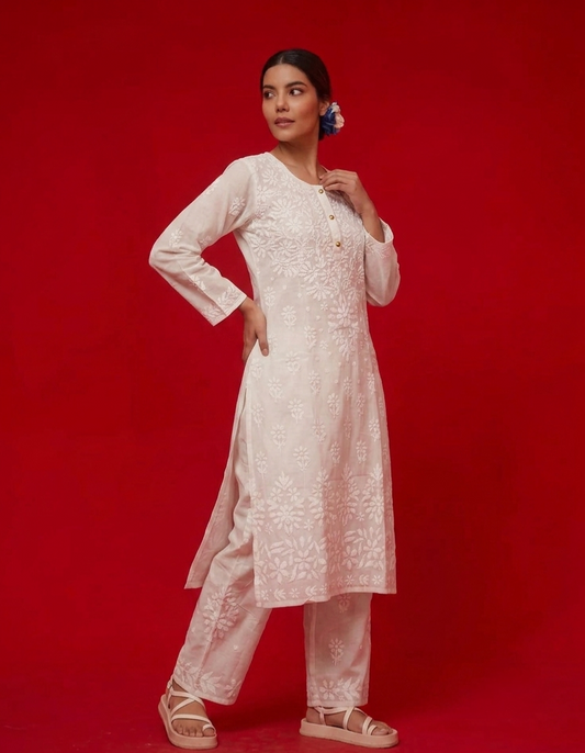 White cloud kurti n plazzo set