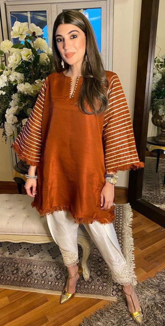 Silk rust top n bottom set