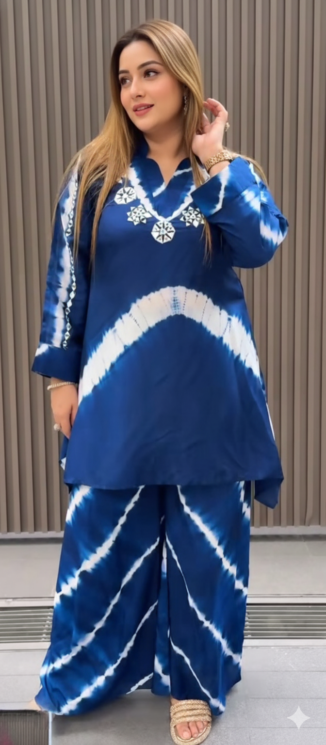 A+ tye blue dye top n bottom set