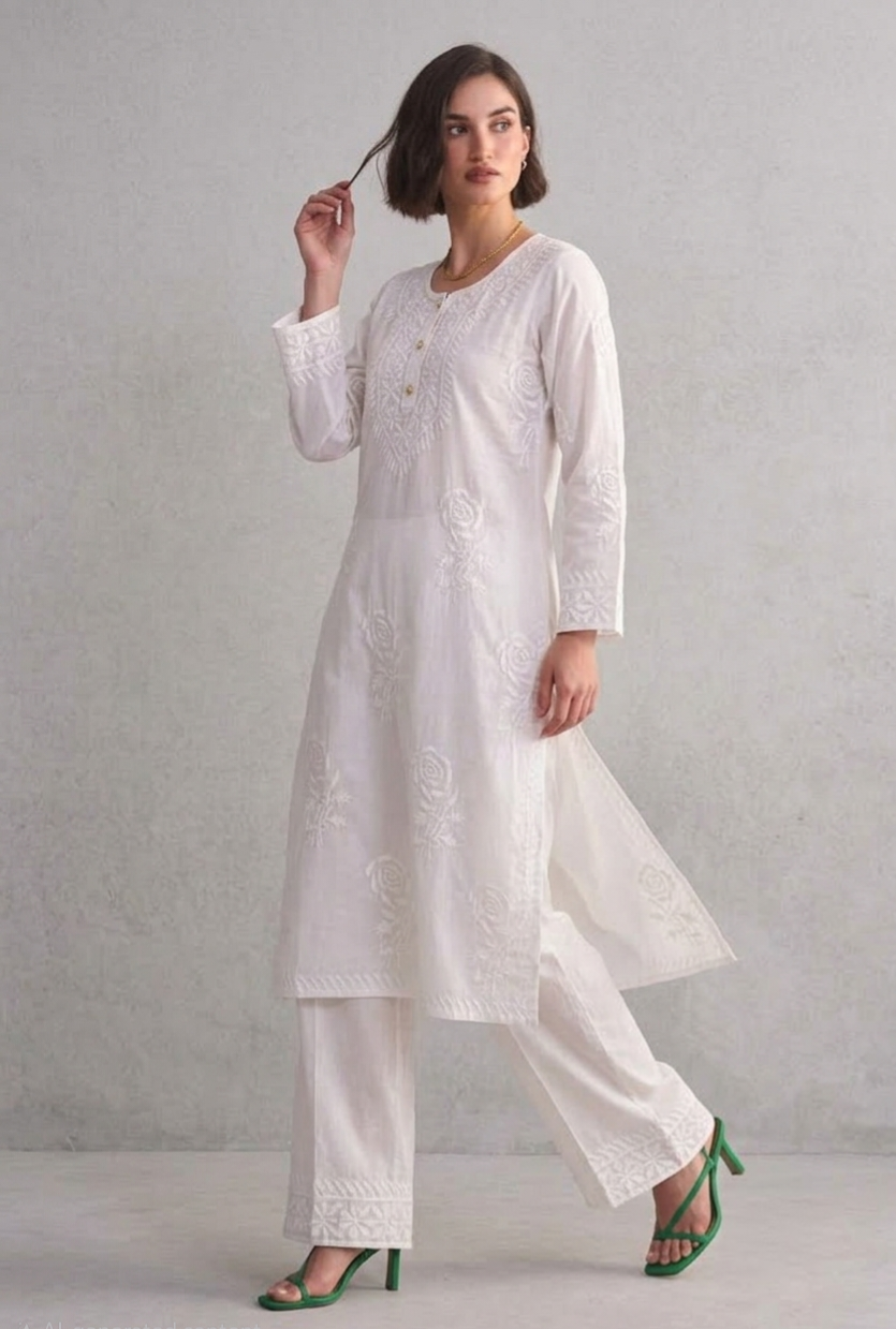 White love kurti n plazzo set