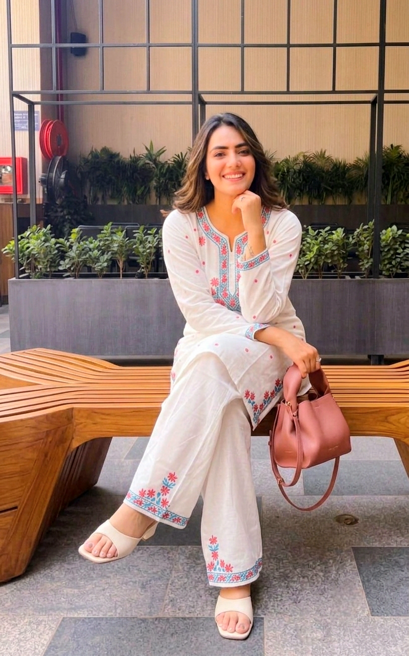 White bow co ord set