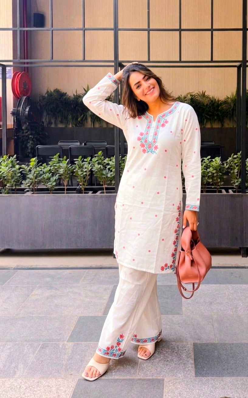 White bow co ord set