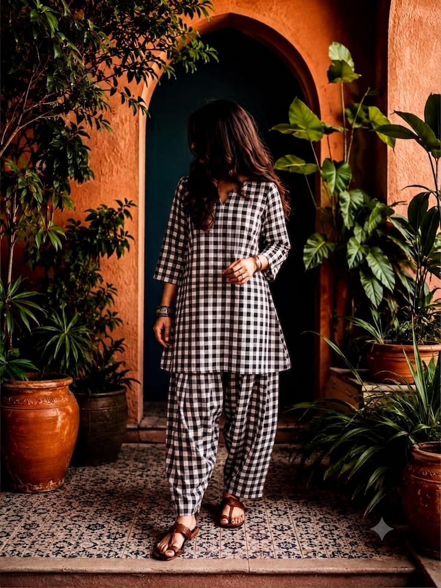Check Black farshi  co-ord top n bottom set