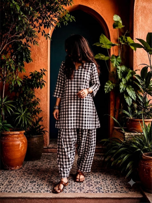 Check Black farshi  co-ord top n bottom set