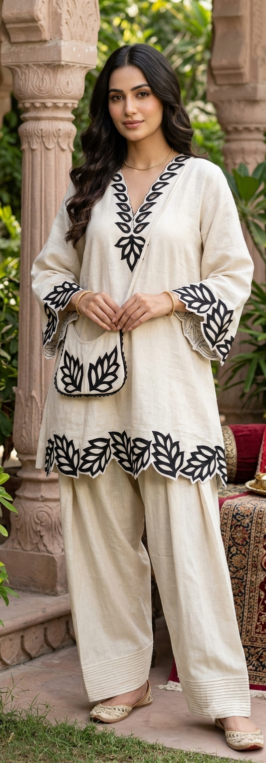 Cut leaf farshi set with matching bag