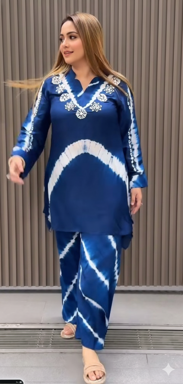 A+ tye blue dye top n bottom set