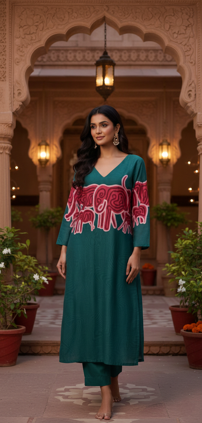 (ANJALI) ELEPHANT PRINTED SET