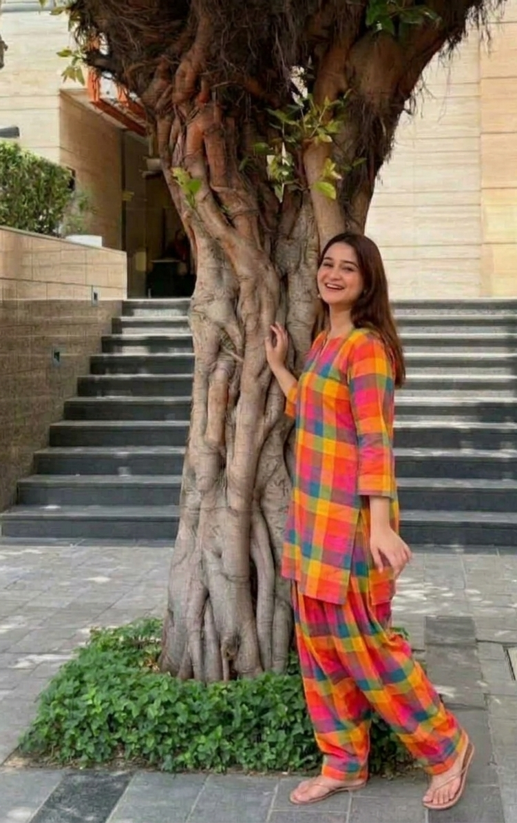 Multy chex top n farsi bottom co-ord set