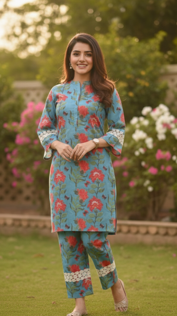 Blue aaira top n bottopm set bom