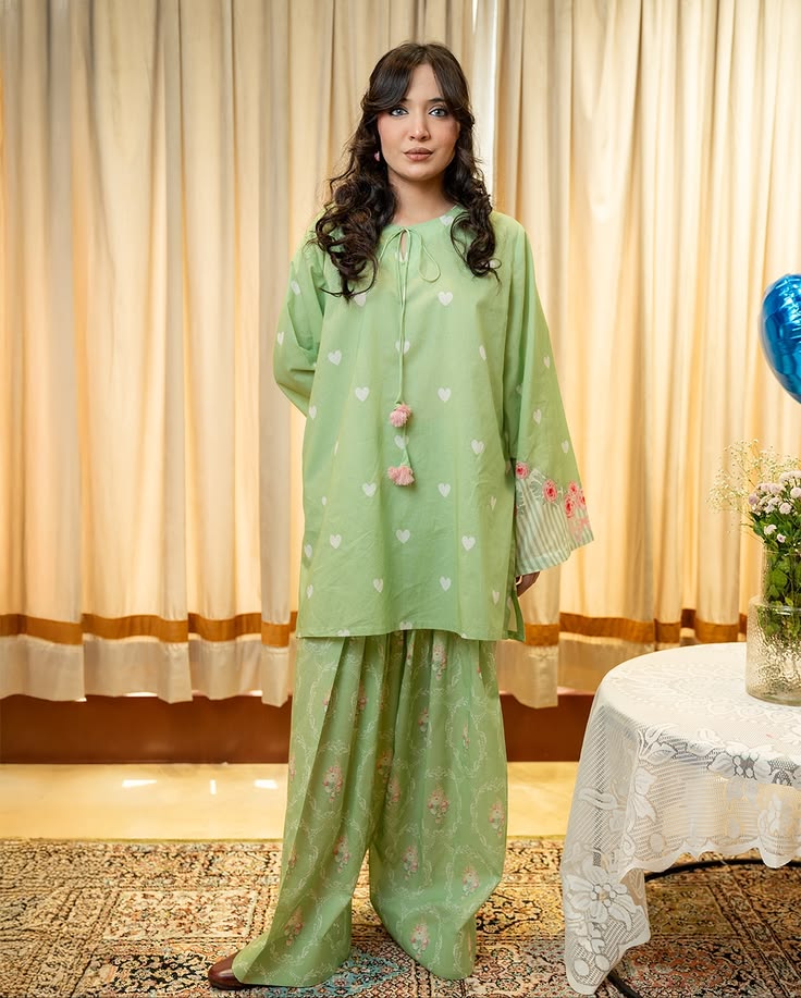 Green bells faarshi shalwar set