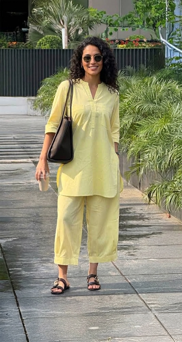 Yellow Soha top n bottom set anr